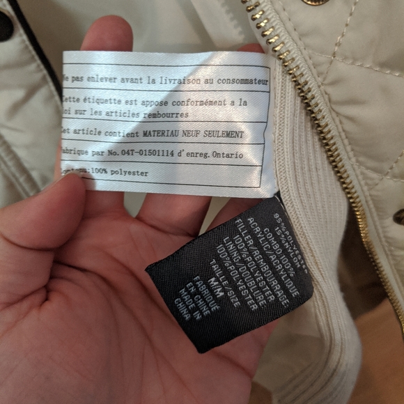 Cream & Gold Puffer Women Jacket Quilted Size M - Picture 4 of 7